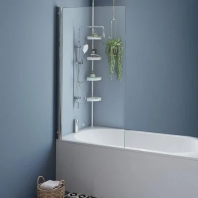 Afbeelding van IDMarket Badscherm 1 klep, 80 x 140 cm, met zilverkleurig aluminium profiel