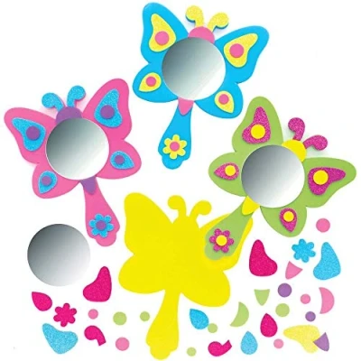 Afbeelding van Baker Ross FE121 Vlinder Knutsel Spiegel Set van 4, Foam Project voor Kinderen, Versier je Eigen Kleurrijke Knutselwerkjes.