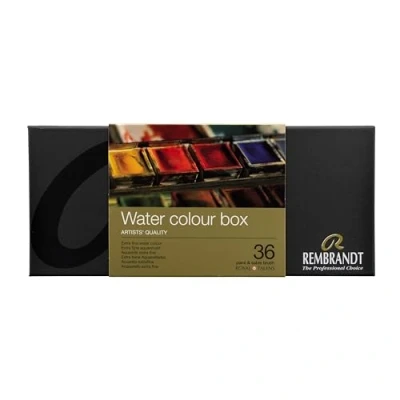 Afbeelding van Rembrandt Aquarelverf metalen set 36 napjes + penseel