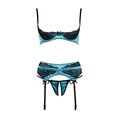Afbeelding van Jade BH set Met Open Cups Groen/Zwart