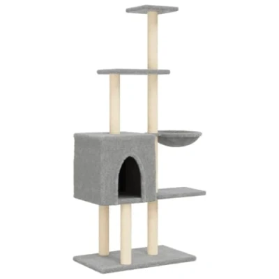Afbeelding van vidaXL Kattenmeubel met sisal krabpalen 145 cm lichtgrijs