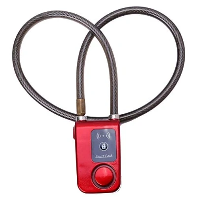 Afbeelding van Fietsslot, app bediening, bluetooth, smart lock, anti diefstal alarm, kettingslot met 105 dB alarm voor iOS en Android systeem, fiets, motorfiets, poorten (rood)