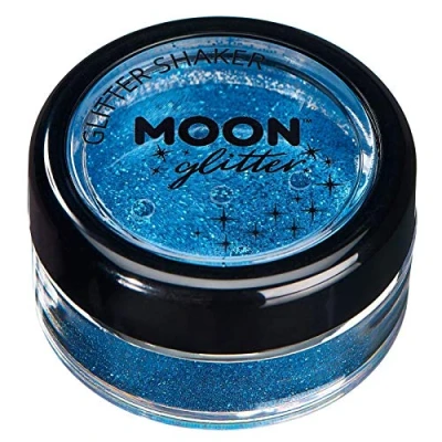 Afbeelding van Moon glitter Fijne schudders (pailletten maan), 100% cosmetische voor gezicht, lichaam, nagels, haar en lippen, 5 g, blauw