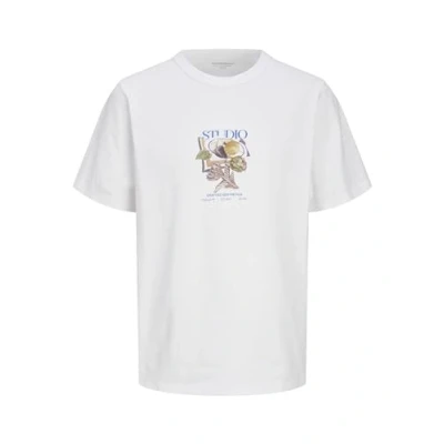 Afbeelding van Jack &amp; Jones Jorbrooklyn Graphic Tshirt print, Heren, Maat: Medium, Bright white