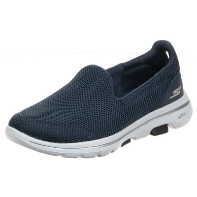 Afbeelding van Skechers GO WALK 5 dames sneaker Low Top Trainer, Blauw textiel Trim Nvw, 39 EU