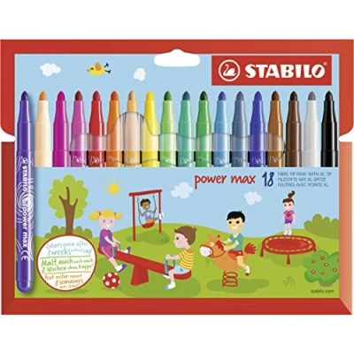 Afbeelding van Stabilo Power Max Viltstift, Etui Van 18 Stuks In Geassorteerde Kleuren Viltstift