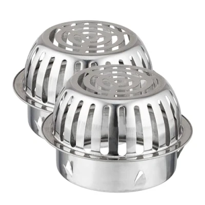 Afbeelding van Relaxdays bladvanger regenpijp rvs set van 2 boldraadrooster bladrooster goot B