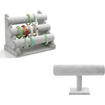 Afbeelding van Fliex Sieraden display Armbanden standaard Grijs Velours 6 Rollen