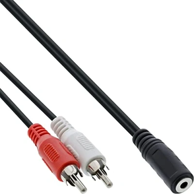 Afbeelding van InLine® Audiokabel, 2x Tulp M naar 3.5mm V stereo, 1m