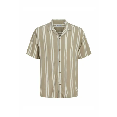 Afbeelding van Jack &amp; Jones Jjejeff Stripe Resort SS SN Overhemd, Heren, Maat: Medium, Crockery