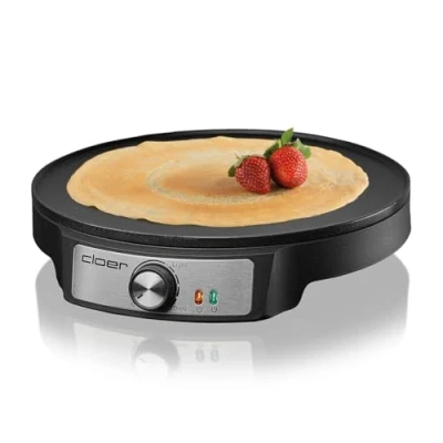 Afbeelding van Cloer 6620 Crêpes maker, voor zoete of hartige pannenkoeken met 29 cm Ø, 1200 W, antiaanbaklaag, incl. deegverdeler van hout en spatel, zwart
