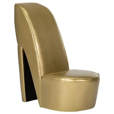 Afbeelding van vidaXL Hakstoel Kunstleer Goudkleurig Loungestoel Ruststoel Fauteuil Stoel