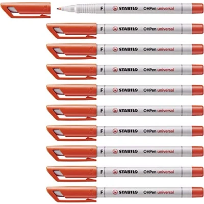 Afbeelding van Overheadstift STABILO OHPen universal wateroplosbaar fijn 10 stuks rood