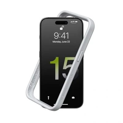 Afbeelding van RHINOSHIELD Bumperhoesje compatibel met [iPhone 15 Pro] CrashGuard schokabsorberend slank ontwerp beschermhoes 3,5 m valbescherming platinagrijs