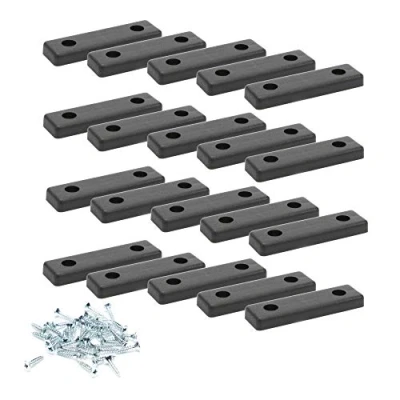 Afbeelding van 20 x afstandhouders/meubelpads/meubelpoten om vast te Schroeven Sossai® Meubelglijders MG2 Kleur: zwart Afmeting: 50x14x5 mm Incl.