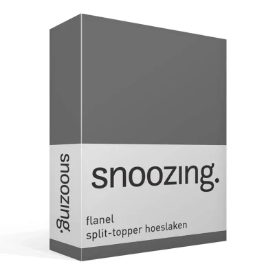 Afbeelding van Snoozing Flanel Split topper Hoeslaken Lits jumeaux 160x210/220 cm Antraciet