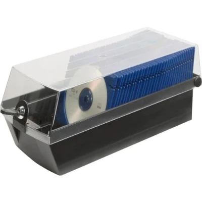 Afbeelding van HAN CD box MÄX 60 professionele voor CD/DVD&#039;s, stabiele en mooi gevormde container met slot 2 trays, zwart, 9260 13