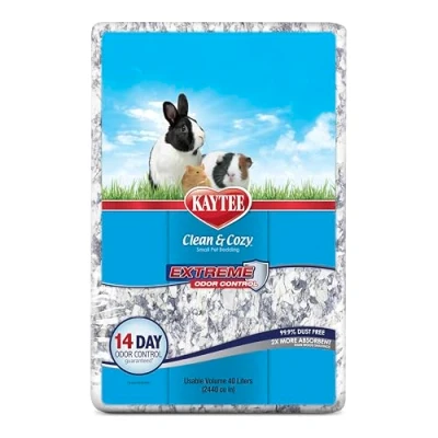 Afbeelding van Kaytee Clean &amp; Cozy Extreme Geurbestrijding Super Absorberend Papierbeddengoed voor kooien, hamster, Gerbil, muizen, Guinee, 40 liter