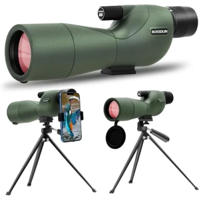 Afbeelding van 25 75X60 spotting scope voor schieten, jacht, vogels kijken, wilde dieren observeren. Low Light Vision met metalen statief, telefoonadapter, draagtas, BAK4 Prisma, FMC lens,