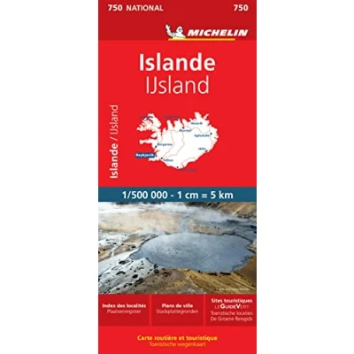 Afbeelding van Michelin 750 IJsland Wegenkaart Kleurloos Reisboeken &amp; Kaarten