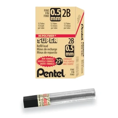 Afbeelding van Pentel Super Hi Polymeer Lood Vulling, 0,5 mm, Fijn, 2B, 144 Stukken (C505 2B)