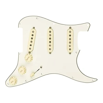 Afbeelding van Fender Pre Wired Strat Pickguard, Custom Shop Fat &#039;50s SSS Parchment Single coil pickup voor gitaren