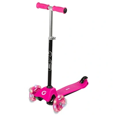 Afbeelding van Evo Light Up Mini Cruiser Scooter voor kinderen met lichtgevende wielen, step in hoogte verstelbare handgrepen, 3 wielerstep kinderen, 2 jaar (roze)