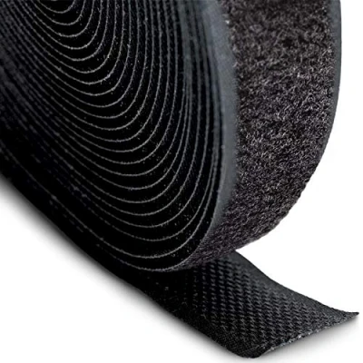 Afbeelding van FrogJim Fleeceband zwart voor naaien en knutselen 20 mm breed 5 m rol lusjes niet klevend KRNSL5