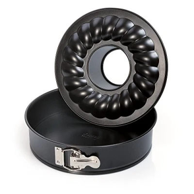 Afbeelding van Kaiser Classic springvorm 26 cm rond, 2 bodems, platte en buisbodem, ronde bakvorm met antiaanbaklaag, lekvrij, zwart