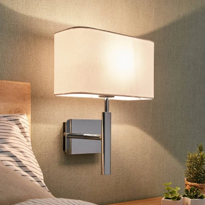 Afbeelding van Lucande Wandlamp Jettka met stoffen kap en schakelaar