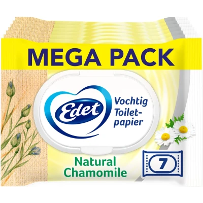Afbeelding van Edet kamille vochtig wc papier met natuurlijke extracten 7 x 42 = 294 vellen voordeelverpakking