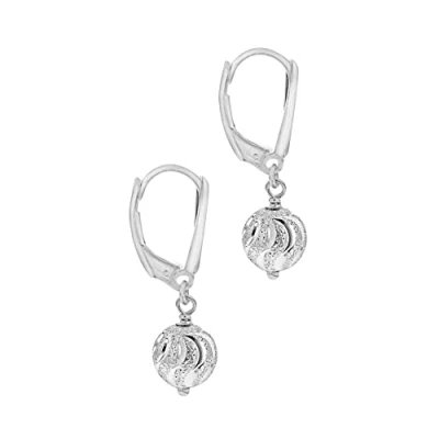 Afbeelding van Tuscany Silver Sterling zilveren Sparkle patroon bal drop oorbellen, Email Voor Dames