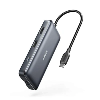 Afbeelding van Anker PowerExpand 8 in 1 USB C adapter, Media Hub, Dual 4K HDMI, 100W Power Delivery Gbps Ethernet 2 3.0 datapoorten, SDµSD geheugenkaartlezer voor MacBook Pro, Pixelbook en meer
