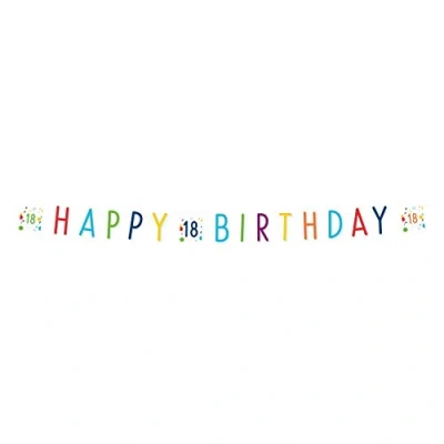 Afbeelding van Amscan Letterslinger Confetti 18 Birthday 180 Cm Papier