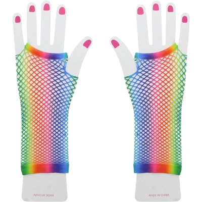 Afbeelding van Zac&#039;s Alter Ego Long Rainbow Fishnet Handschoenen Regenboog