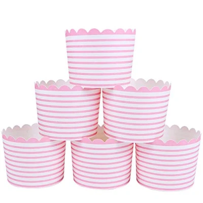Afbeelding van Webake Muffinvormpjes, papier, 50 stuks, muffin, papieren vormpjes, cupcakevormen, muffins, bakvormen, roze strepen, vormpjes