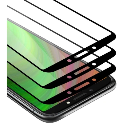 Afbeelding van Cadorabo 3x Screenprotector geschikt voor Motorola MOTO E5 PLUS Volledig scherm pantserfolie Beschermfolie in TRANSPARANT met ZWART Getemperd (Tempered) Display beschermend glas 9H hardheid 3D Touch