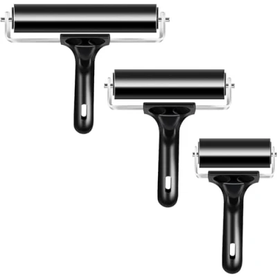 Afbeelding van VinBee Zachte rubberen Brayer Rollers (6 cm, 10 cm en 15 cm) voor het knutselen van Rollen Printmaken Gereedschap behangroller Borstel Inkt Applicator Art Olie gel drukplaat