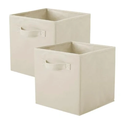 Afbeelding van PowerKing Opbergdoos, 2 opvouwbare opbergkubussen opbergdoos van stof in kubusvorm beige