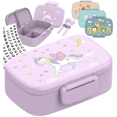 Afbeelding van Broodtrommel lunchbox eenhoorn unicorn bentobox met vakken