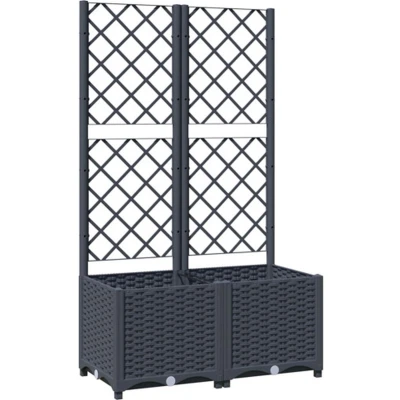 Afbeelding van vidaXL Plantenbak met latwerk 80x40x136 cm polypropeen donkergrijs