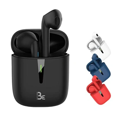 Afbeelding van BE Pop Bluetooth 5.1 TWS stereo hoofdtelefoon 3D HD draadloos, batterijduur 12 uur, led oplaadbox, eenvoudig te verbinden, geïntegreerde microfoon, licht en comfortabel voor iPhone/Android (zwart)