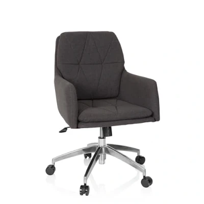 Afbeelding van hjh Office 670946 Home stoel Shake 350 stof grijs moderne draaistoel met wielen, in hoogte verstelbaar