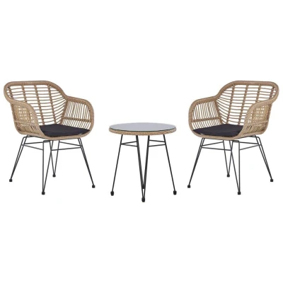 Afbeelding van Beliani Bistroset TROPEA II Beige pe rotan