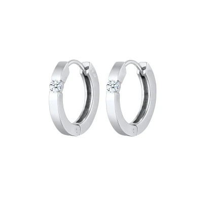 Afbeelding van Elli DIAMONDS Dames Creools Elegant Basis met diamant (0.22 ct.) in 925 Sterling Zilver