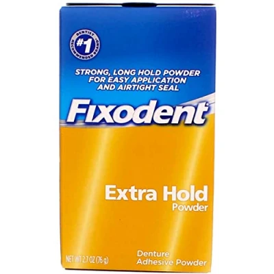 Afbeelding van Fixodent Extra hold kunstgebit zelfklevend poeder 2.5 oz (Pack van 4)