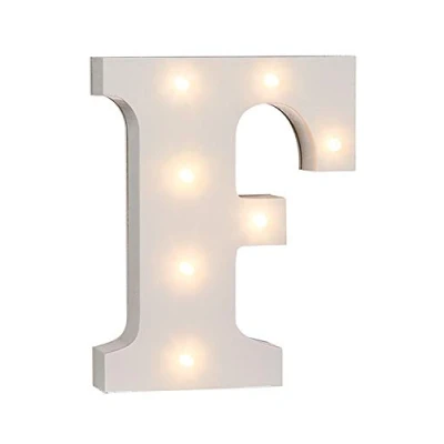 Afbeelding van Out of the Blue 57/6079 houten letter &quot;F&quot; verlicht met 7 LED lampen, werkt op batterijen, ca. 16 cm