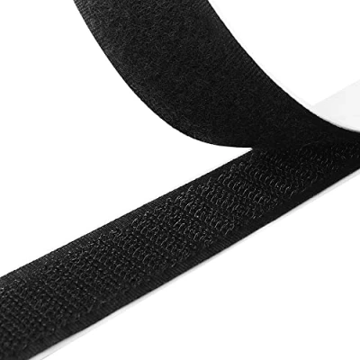 Afbeelding van TRIXES Haak en lusband, 10 m rol, zelfklevende strip, sterke dubbelzijdige kleefband aan de achterkant, zwarte, robuuste strips voor herbruikbare binnen buitengebruik, het ophangen
