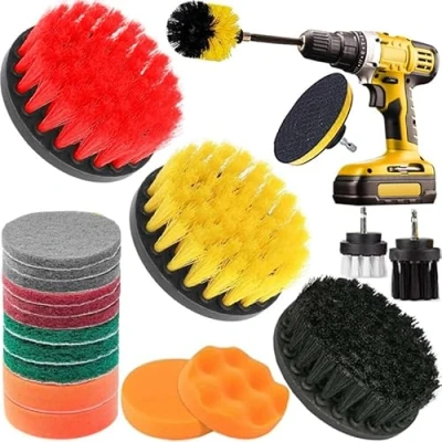 Afbeelding van Borstelopzetstuk, boormachineset 22 stuks, roterende reinigingsborstel 6,5 10,5 cm, accuschroevendraaier borstel, boorborstel, nylon borstelharen voor badkuip, tegels, keuken, vloeren