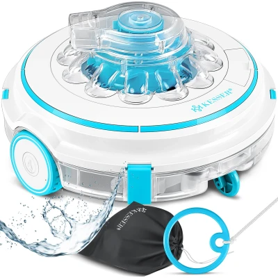 Afbeelding van KESSER® Zwembadrobot zwembadreiniger accu Aqua 9000 incl. transporttas voor zwembaden tot 80m² Li Ion max. 75min snoerloze zwembadstofzuiger volautomatische vloerstofzuiger turquoise